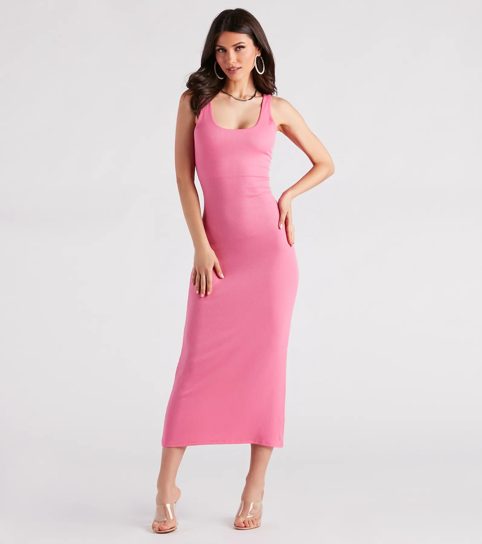 Effortless Styling Ribbed Knit Midi Dress