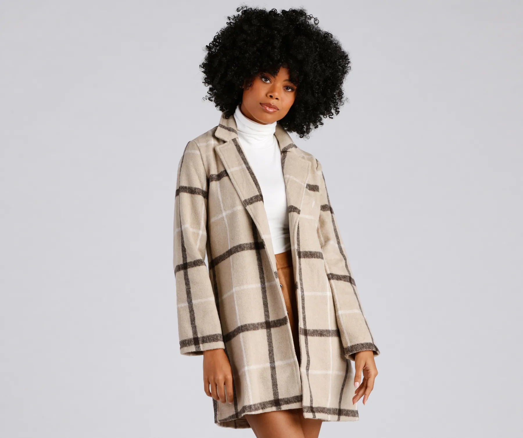 City Bound Plaid Faux Wool Coat