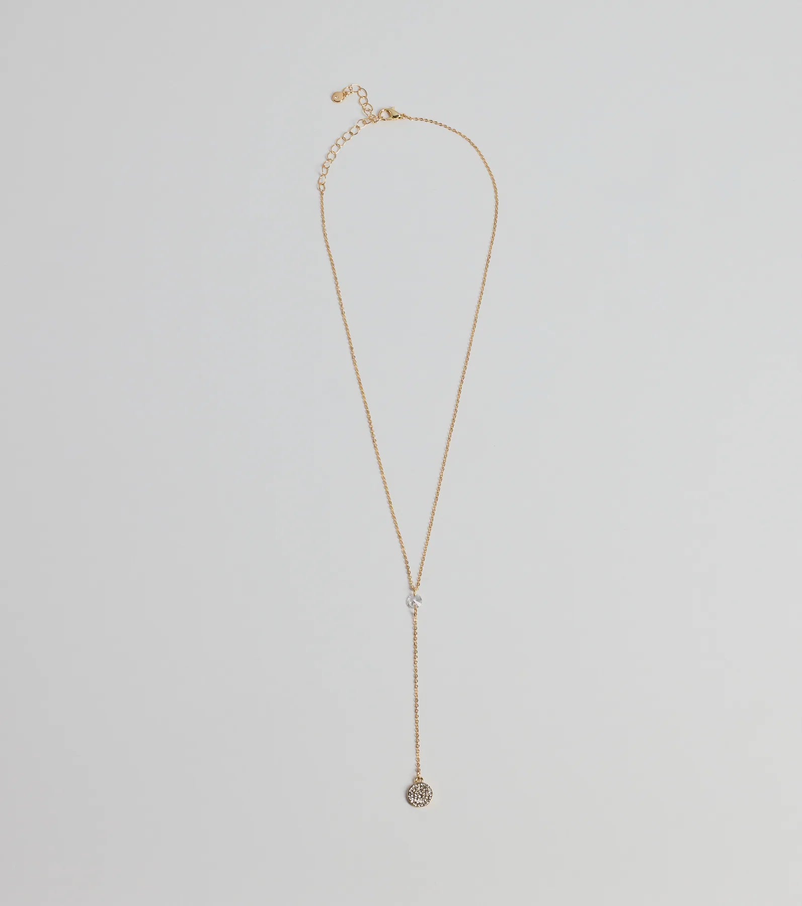 Dainty Glam Rhinestone Chain Lariat Necklace