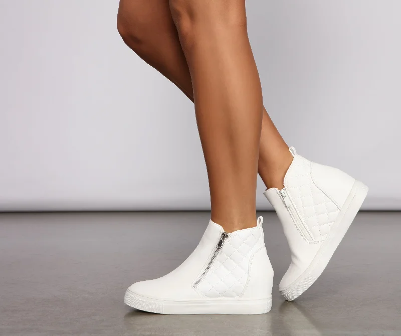 Feeling Fancy Quilted Faux Leather Sneakers