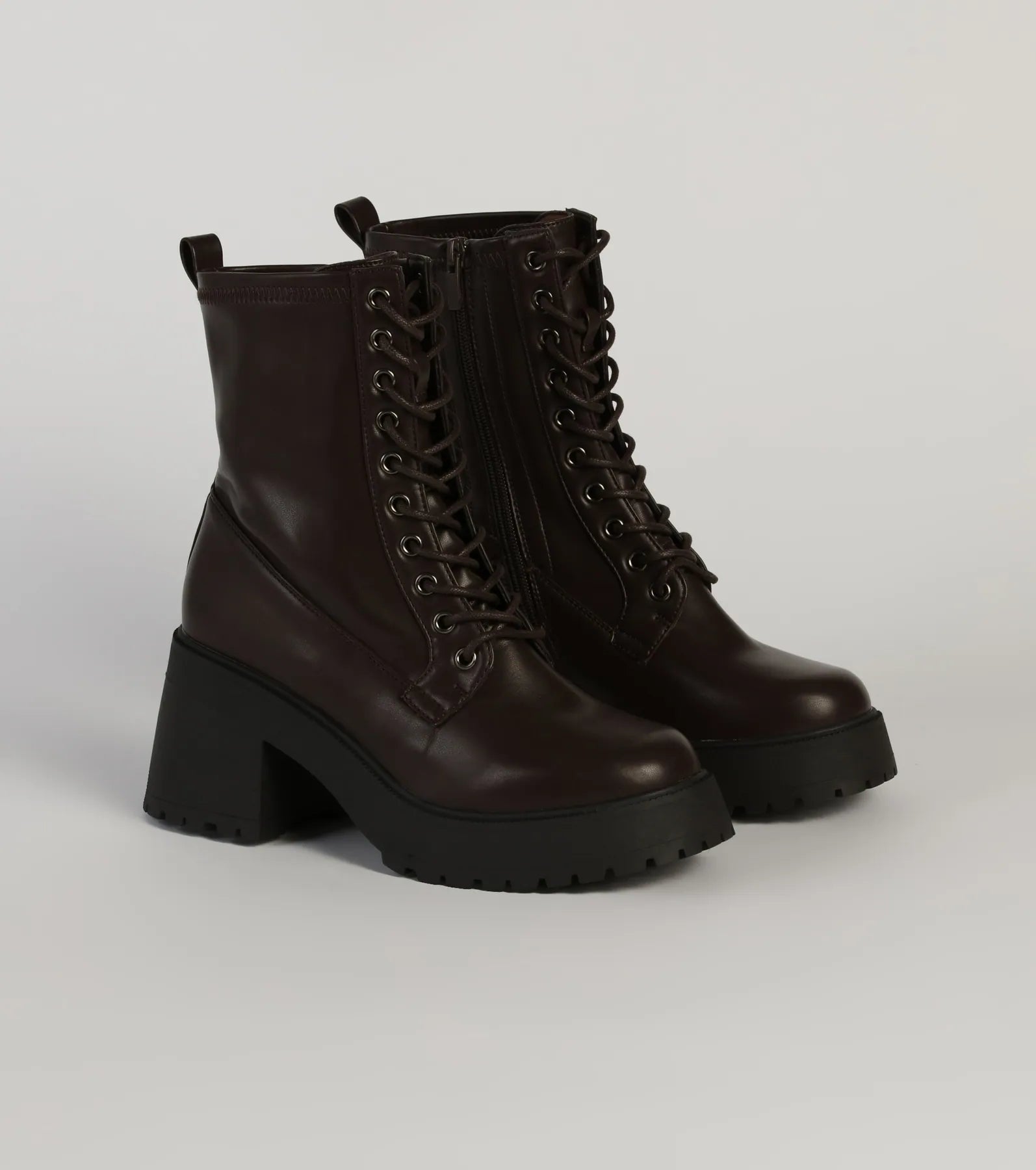 Got The Look Faux Leather Lace Up Lug Booties