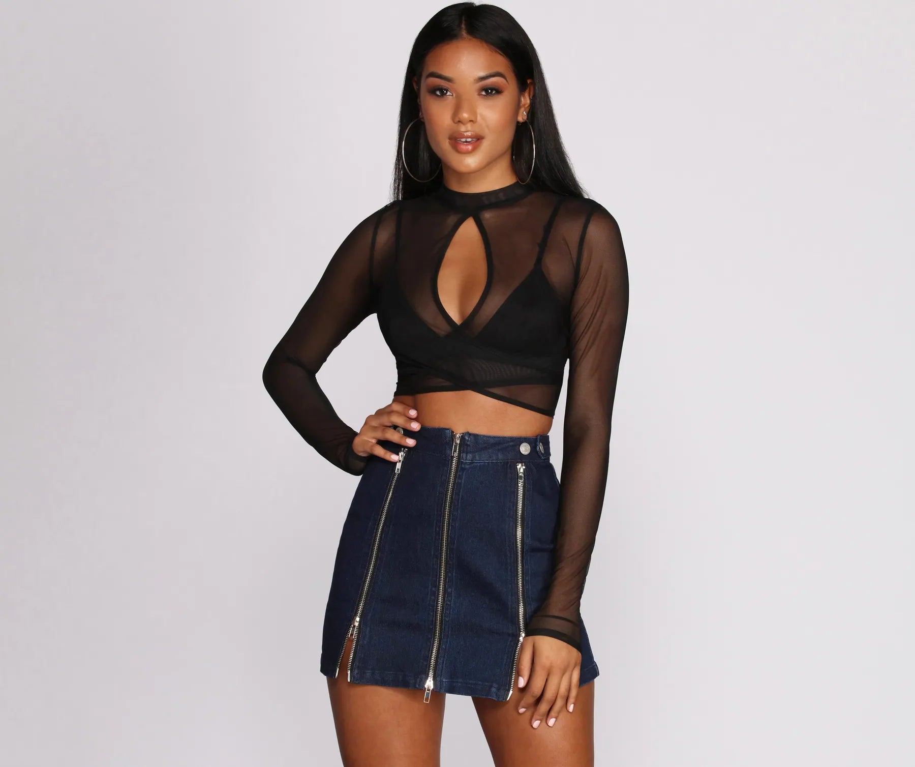 Key Figure Mesh Crop Top