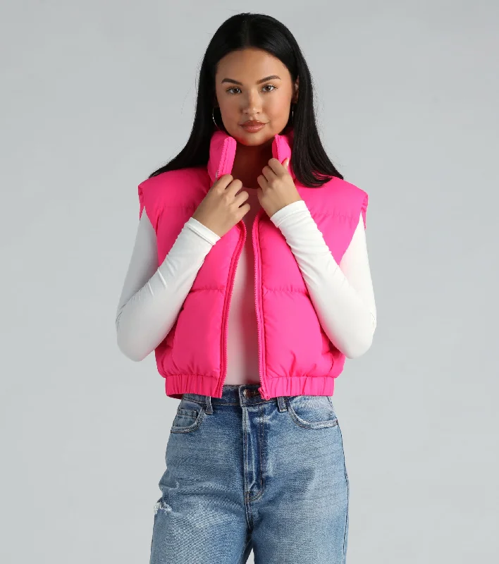 Layer Up Sleeveless Puffer Vest With Pockets