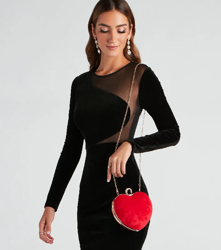 Love For Luxe Velvet Heart Clutch