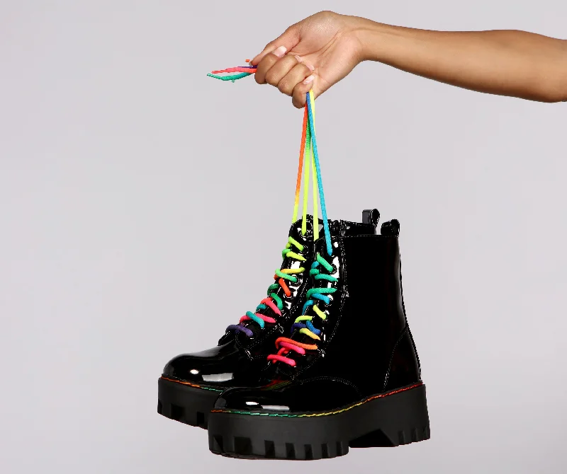 Make A Statement Faux Leather Combat Boots