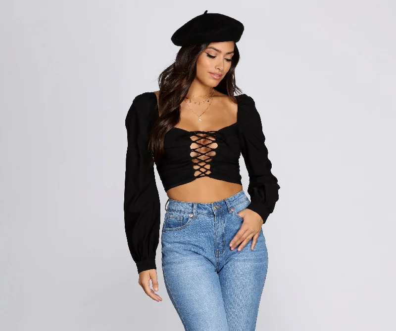 Ooh La Lace Up Crop Top