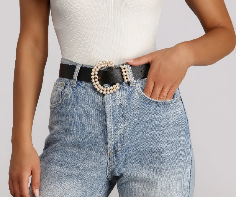 Pearl Faux Leather Belt