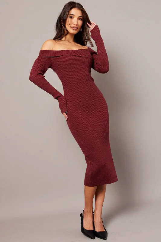 Pink Knit Dress Long Sleeve