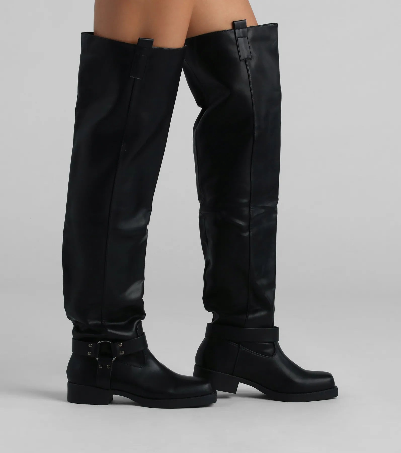 Places To Be Seen Faux Leather Thigh-High Boots