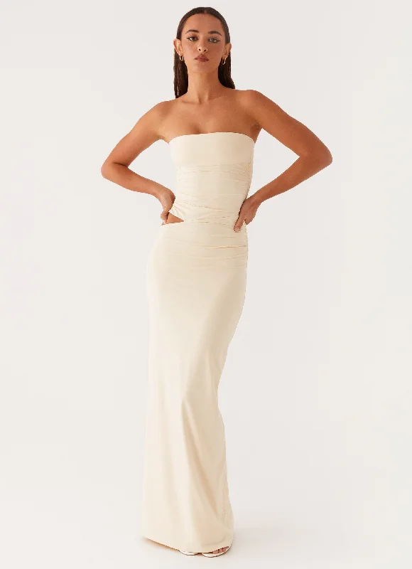 Romee Strapless Maxi Dress - Pastel Yellow