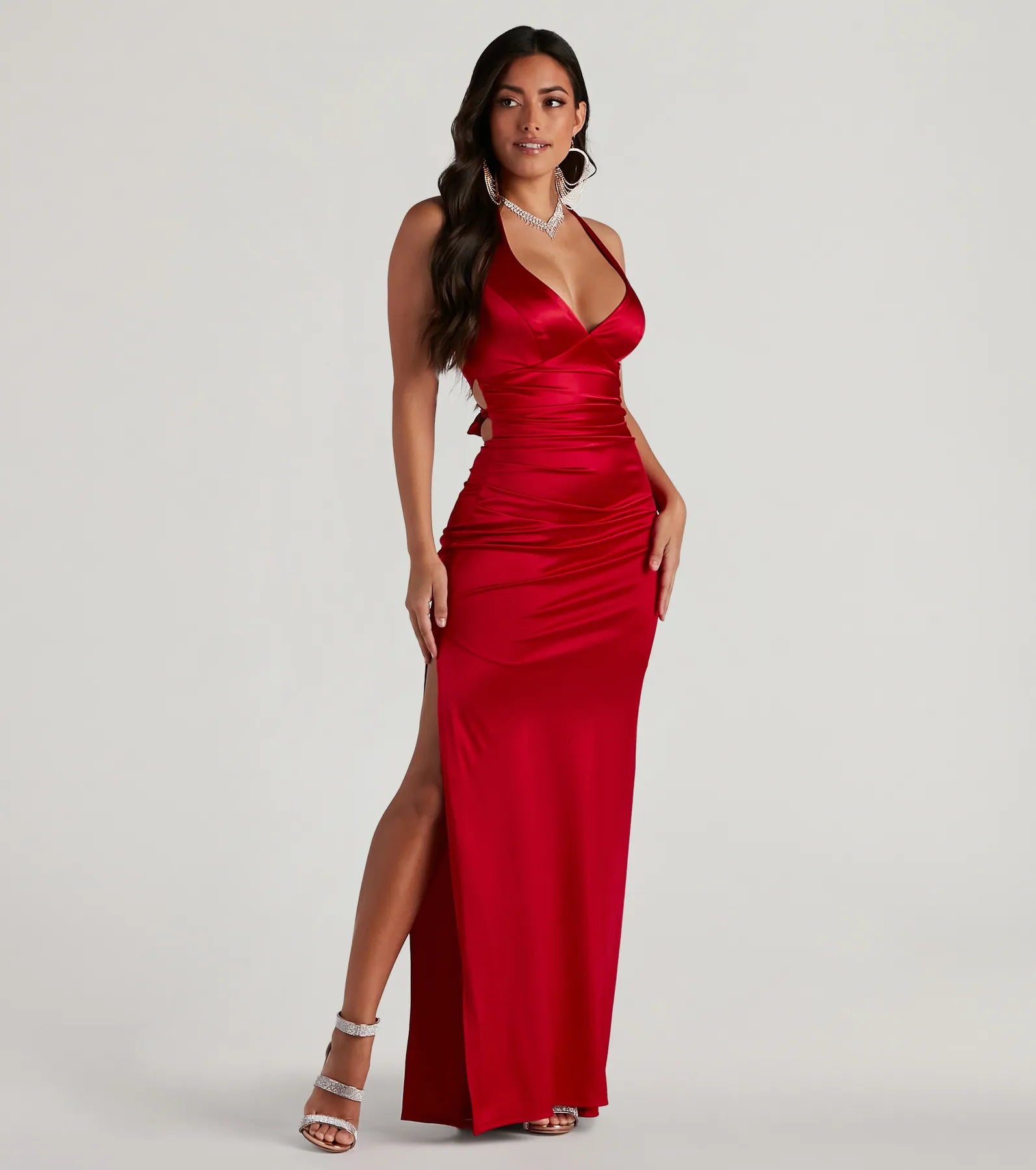 Sam Formal Satin Open Back Dress