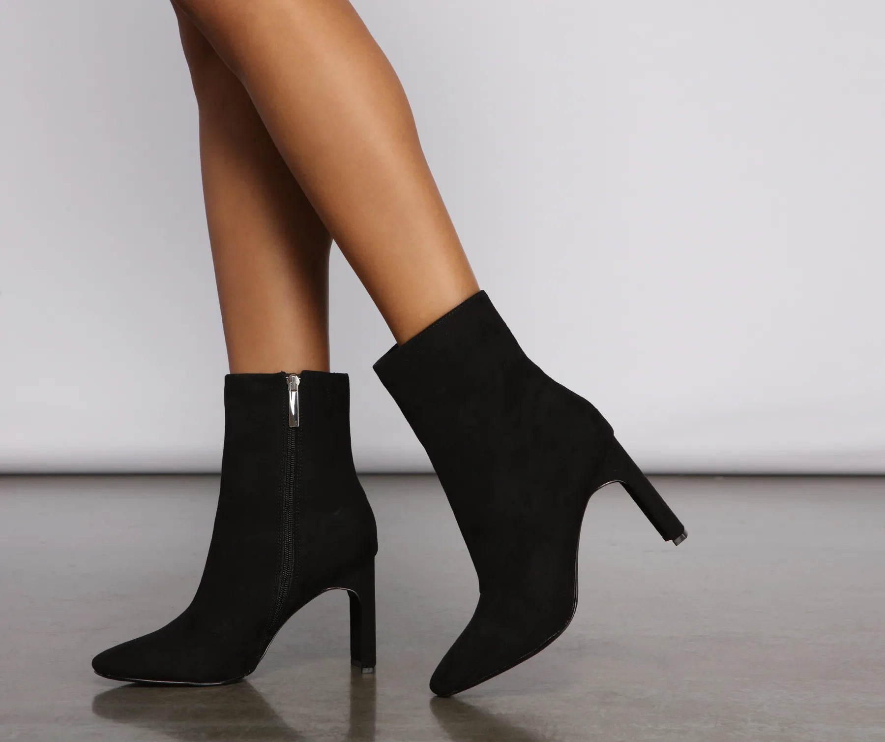 Slay In Basics Faux Suede Block Heel Booties