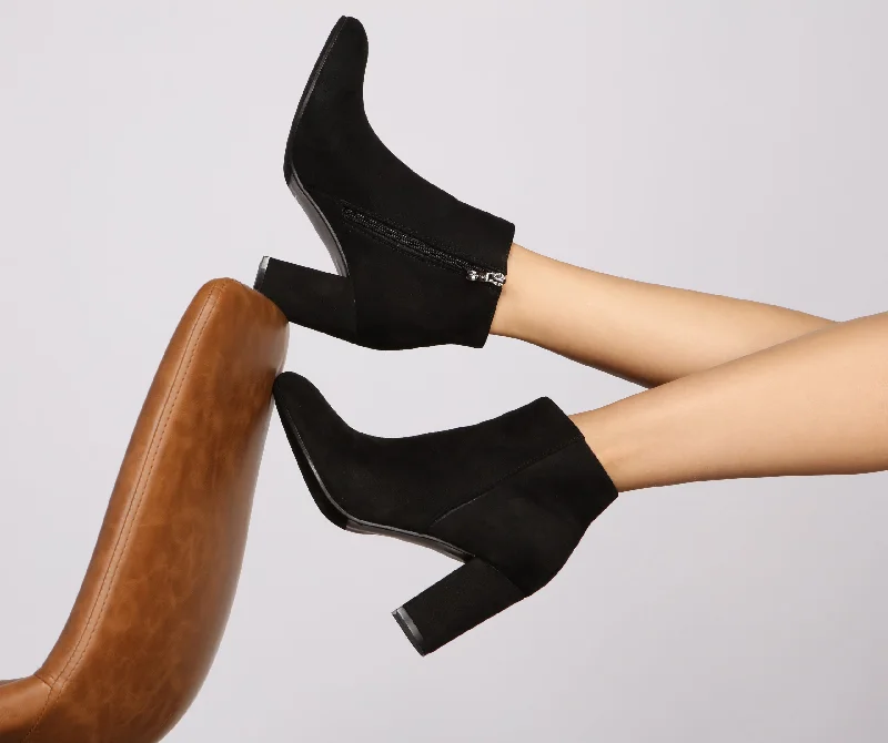 So Fab Faux Suede Block Heel Booties