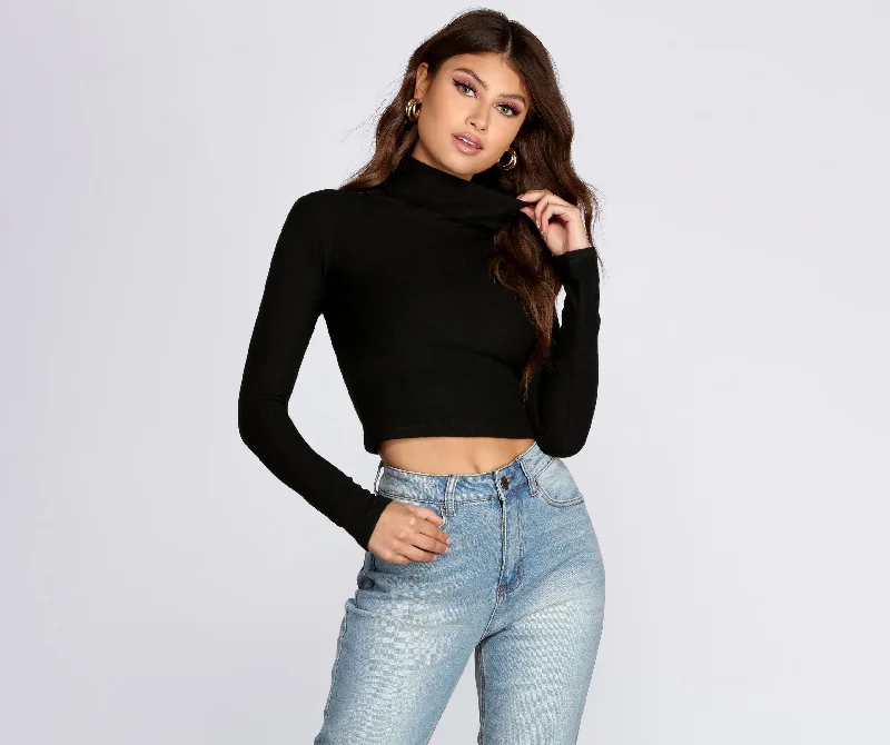 Softer Than Ever Turtleneck Crop Top