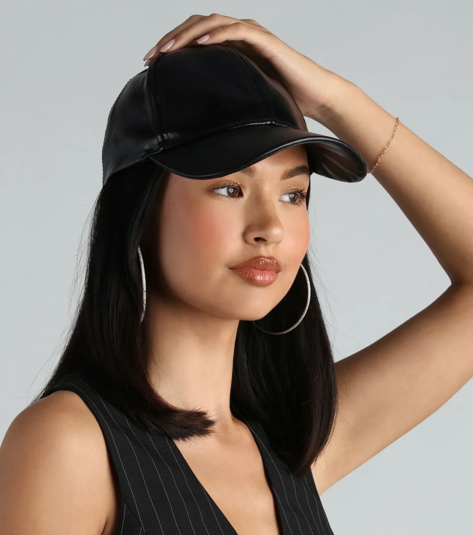 Spotted Downtown Faux Leather Baseball Cap