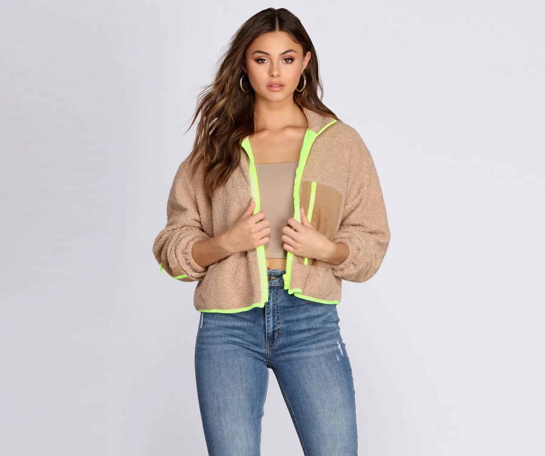 Trendy Zip Front Teddy Jacket