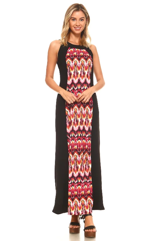 Women's Sleeveless Color Block Maxi Dress