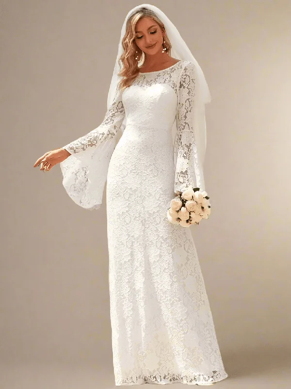 Andrea full lace long sleeve wedding dress in ivory Express NZ wide