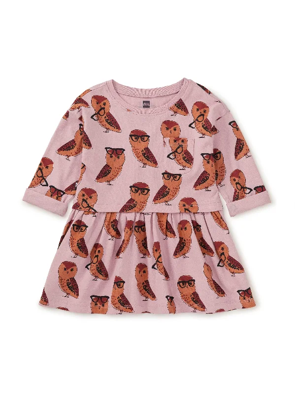 Printed Pocket Play Baby Dress - All Knowing Owl