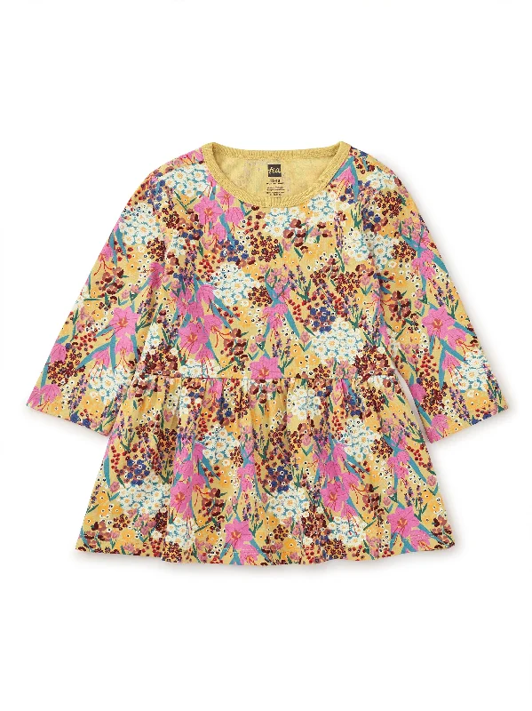 Long Sleeve Skirted Baby Dress - Wild Saffron Floral