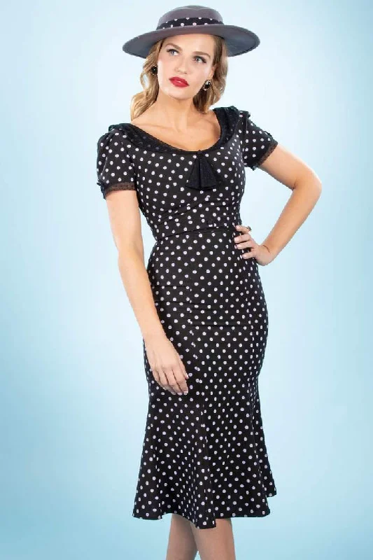 Raileen Black with White Dot Fitted Dress by Stop Staring!