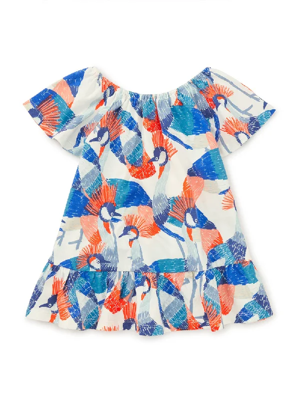 Flutter Sleeve Drop Skirt Baby Dress - Crowned Crane