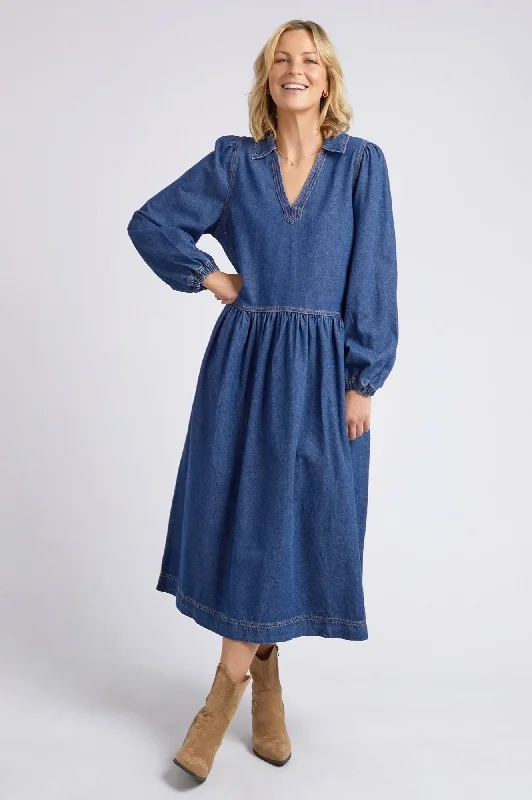 Josephine Denim Dress - Dark Blue wash