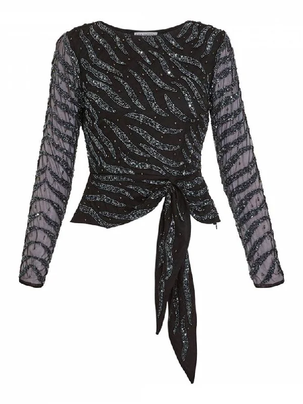 Gina Bacconi Berta Sequin Blouse Black/Grey