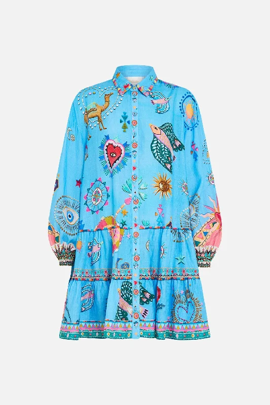 Long Sleeve Tired Short Dress - A Painted Village