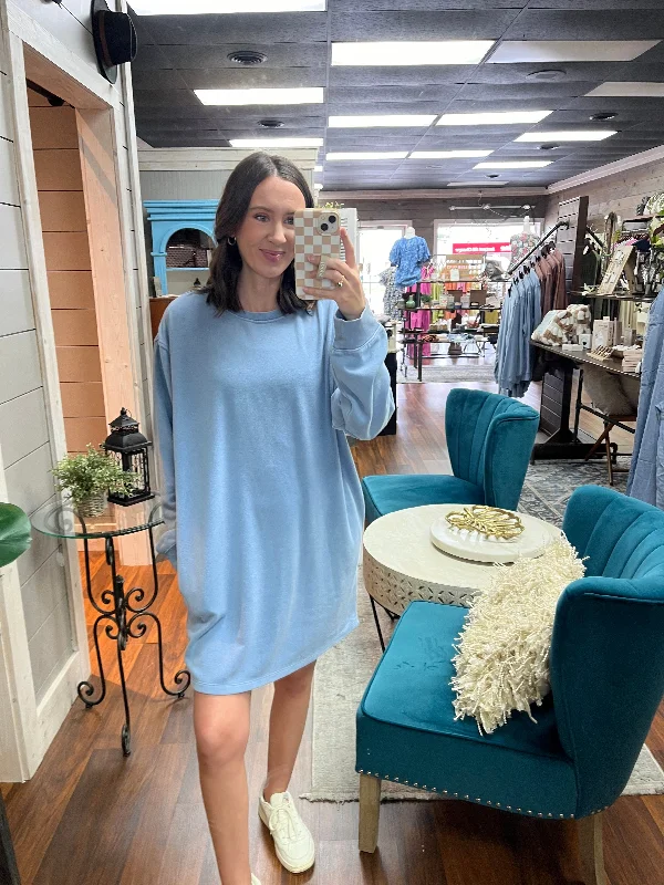 Oversized Sweatshirt Dress (Blue)