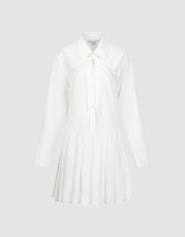 Pleated Straight Shirt Dress