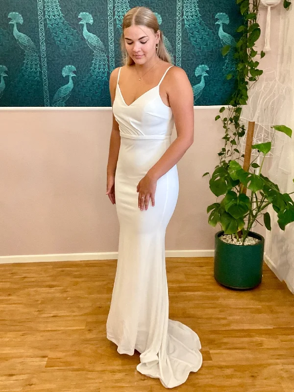 Tamara modern minimalist wedding gown in ivory Express NZ wide