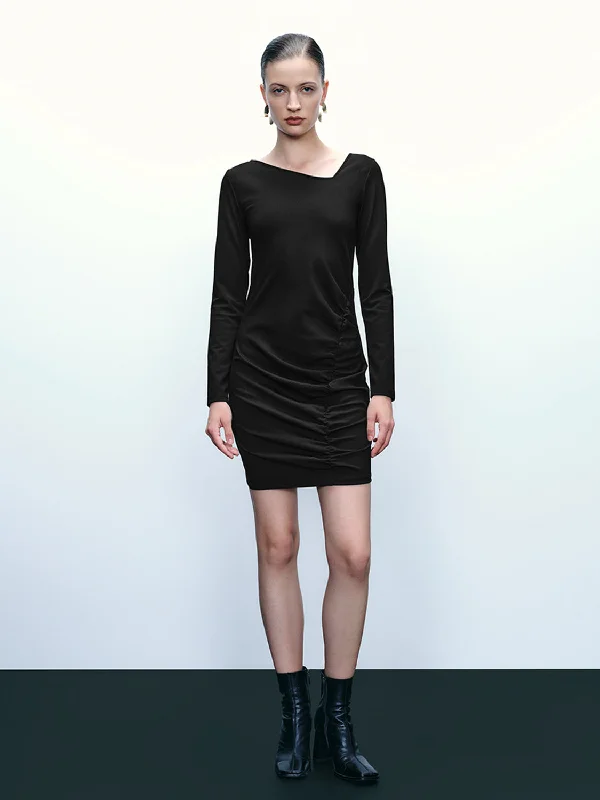 Ruched V-Neck Skinny Dress