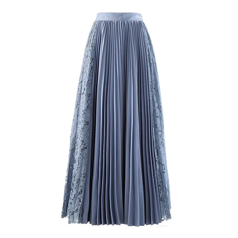 TWOTWINSTYLE High Quality Pleated Splicing Lace Fashion Summer Women Cotton Skirts 2023