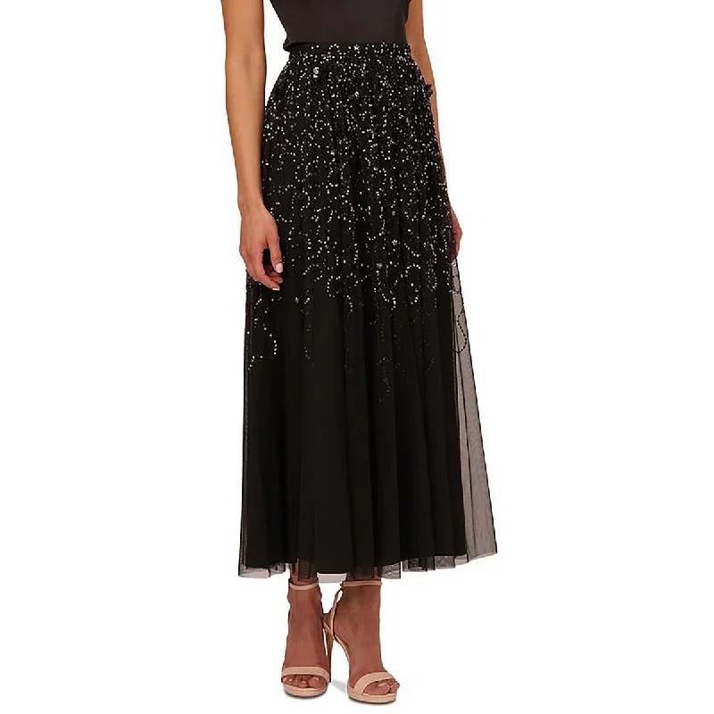 Adrianna Papell Womens Sequined Party Midi Skirt