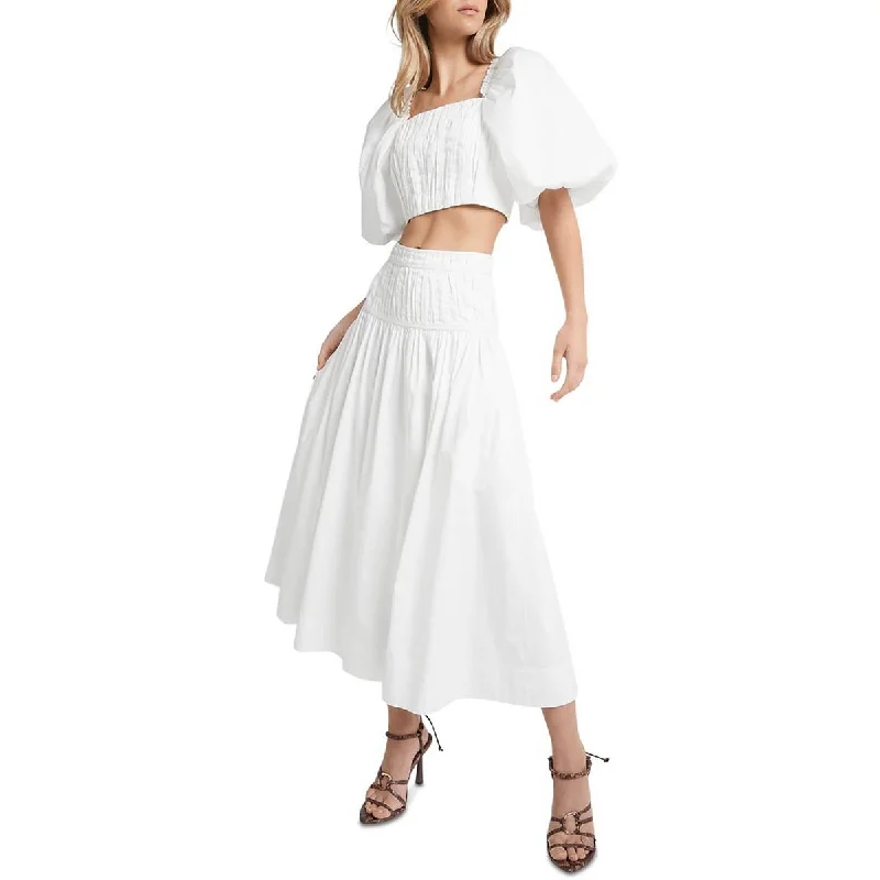 AJE Womens Cotton Calf Midi Skirt