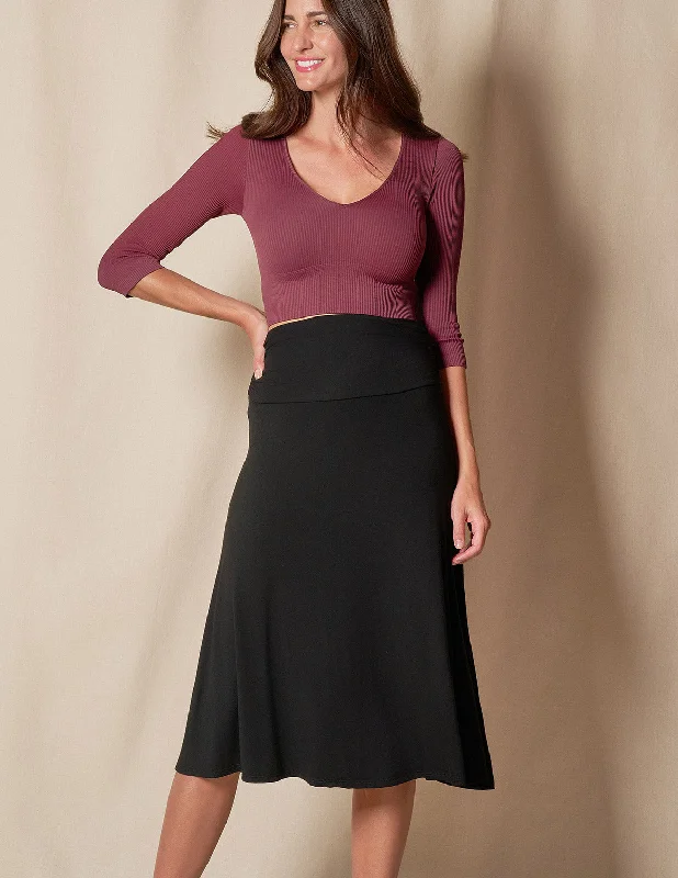 Bamboo Shirred Waist Midi Skirt