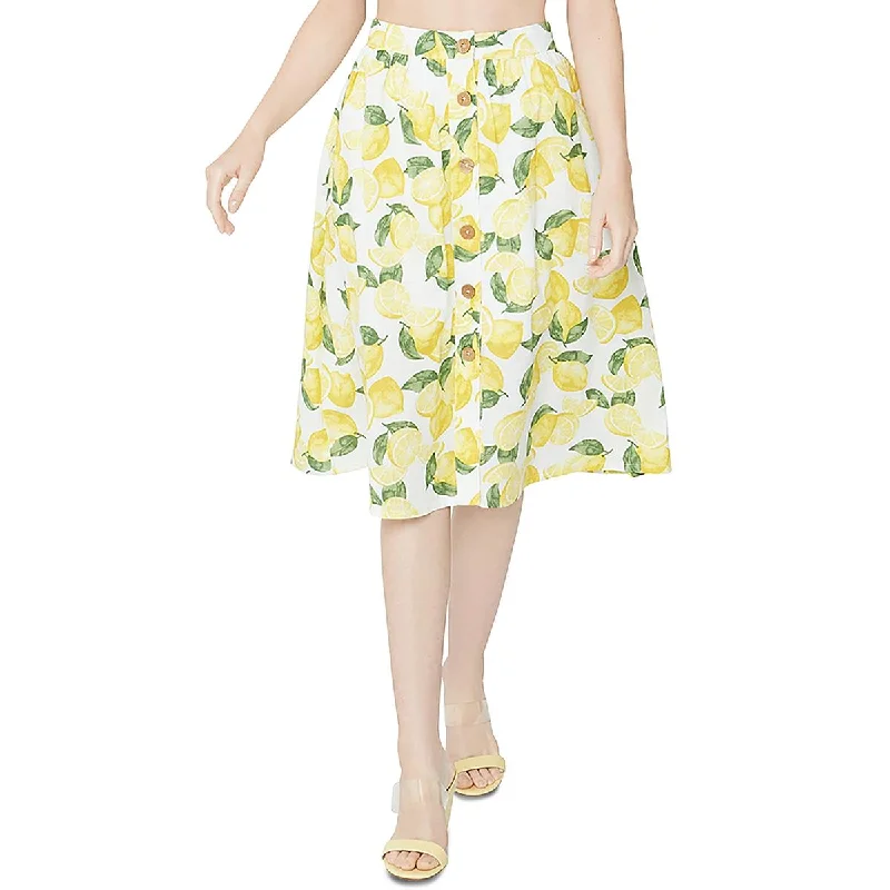 BCBGeneration Womens Lemon Print A-Line Midi Skirt