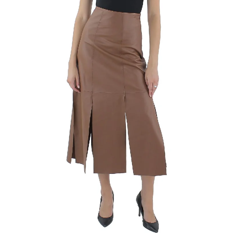 By Malene Birger Womens Lunes Leather Split Hem Midi Skirt