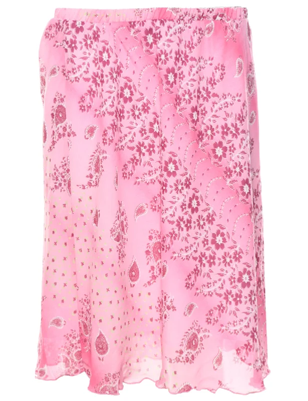 Floral Pattern Y2K Midi Skirt - L