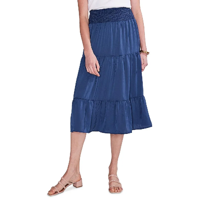 Nic + Zoe Womens Below Knee Smocked Midi Skirt