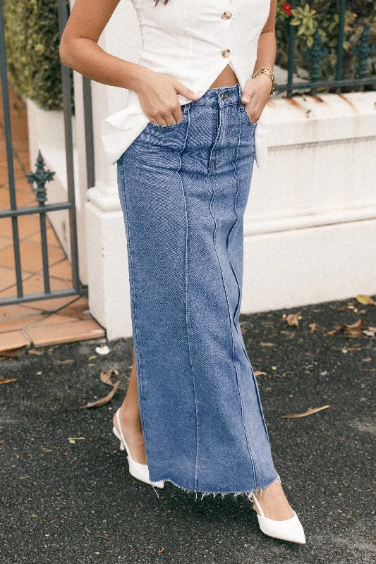 Peggie Denim Midi Skirt - Blue