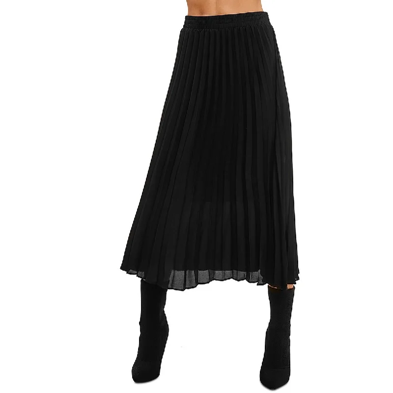 Single Thread Womens Shutter Pleat A-Line Midi Skirt