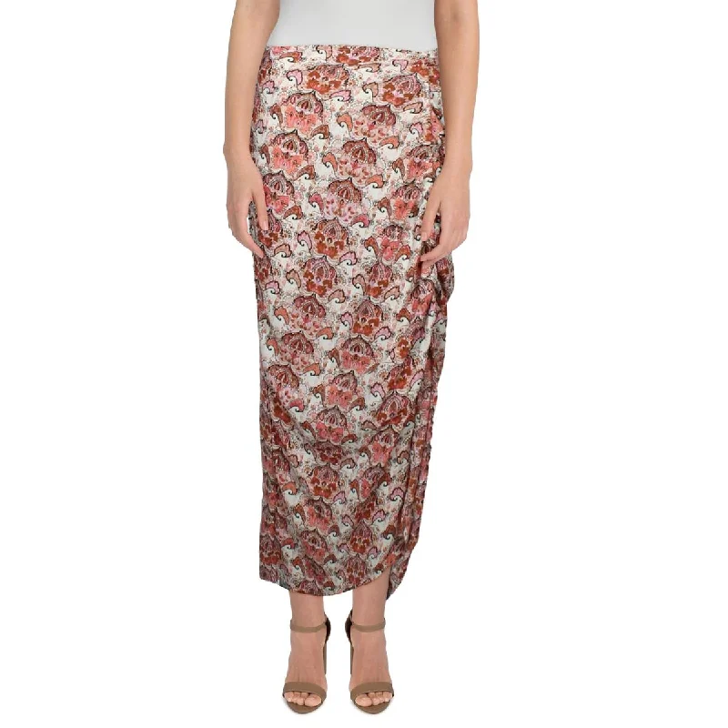 Status by Chenault Womens Below Knee Printed Midi Skirt