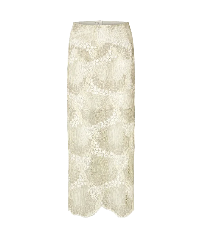 Lace Midi Skirt - Cream